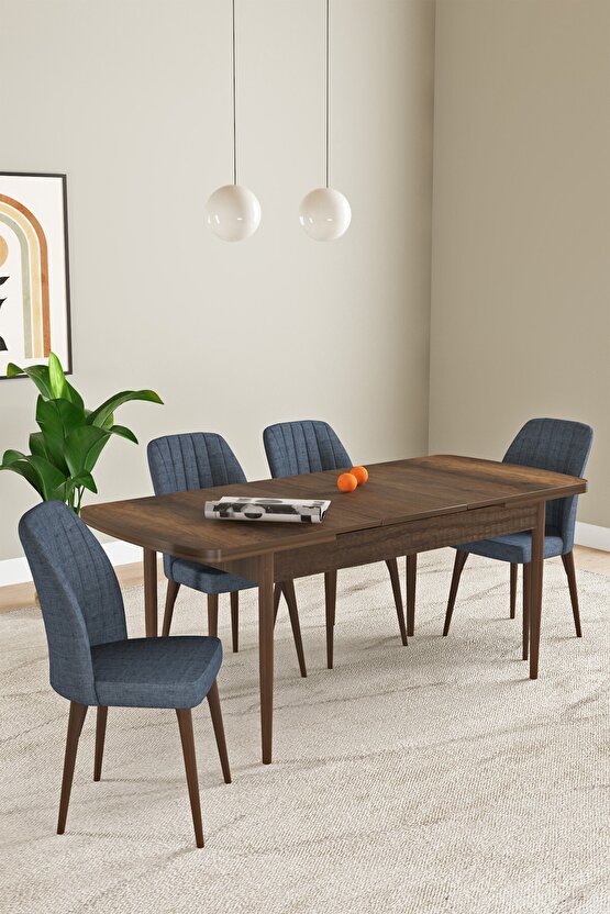 Elis Barok Desen 80x132 Açılabilir Mutfak Masası Takımı 4 Adet Sandalye