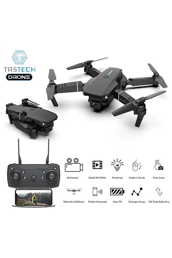 Çift Kameralı Drone 4k Hava Quadcopter 2.4g Kızılötesi Rc Işıklı Katlanabilir Drone Wifi Fpv Video