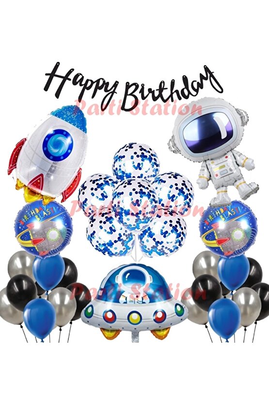 Space Uzay Konsept Balon Seti Astronot Roket Doğum Günü Parti Balon Seti Uzay Galaksi Balon