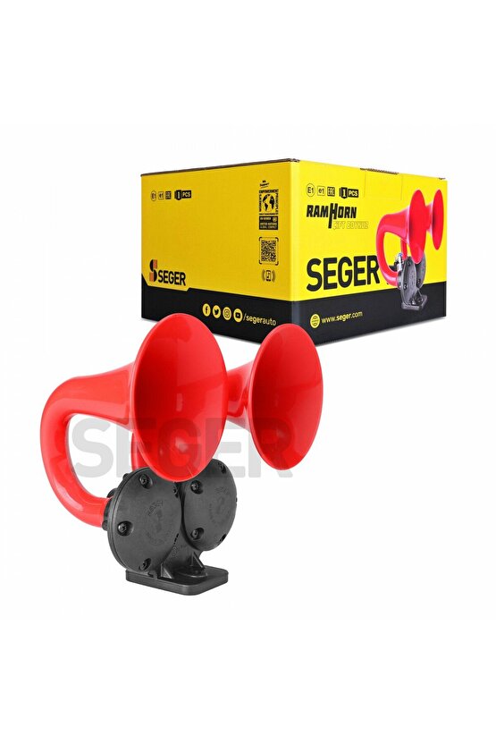 Seger 81jh çiftboynuz havalı korna 24volt ramhorn kırmızı