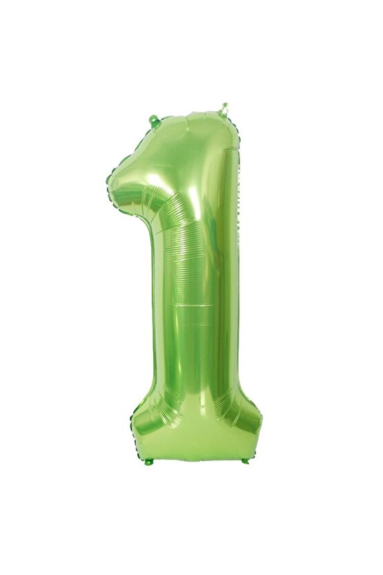 1 Yaş Yeşil Renk Rakam Folyo Balon 1 Bir Rakam Yeşil Renk Helyum Uçan Folyo Balon 100 Cm Rakam Balon