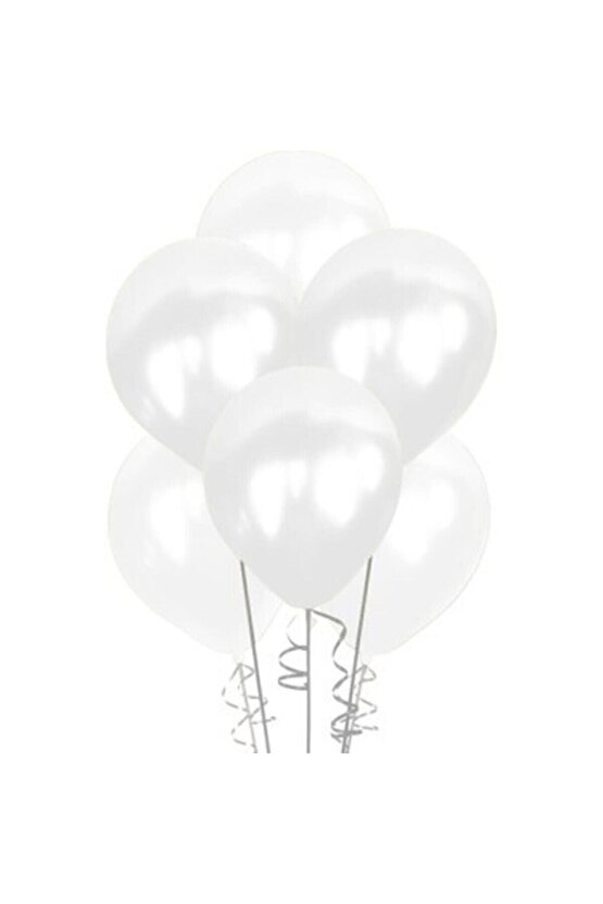 Metalik 12 Inç Beyaz Balon 10 Adet