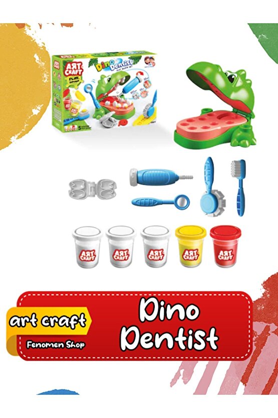 Art Craft Dino Dentist Oyun Hamuru Seti - Play Dough Dinozor Dişçi Seti