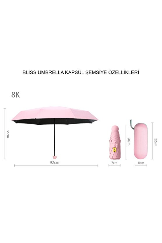 Özel Kılıflı Pembe Şemsiye (KAPSÜL ŞEMSİYE)