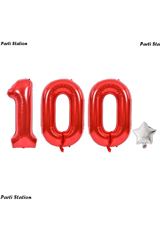 Cumhuriyetin 100. Yılı Balon Set Kırmızı Renk 100 Rakam Balon Set 29 Ekim Kırmızı Beyaz Balon 100 cm