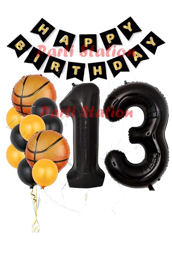 Basketbol Konsept 13 Yaş Balon Set Basketbol Tema Doğum Günü Balon Seti