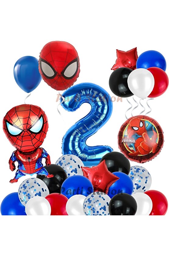 Spiderman Örümcek Adam Konsept 2 Yaş Doğum Günü Balon Set Spiderman Parti Balonları Spiderman Tema