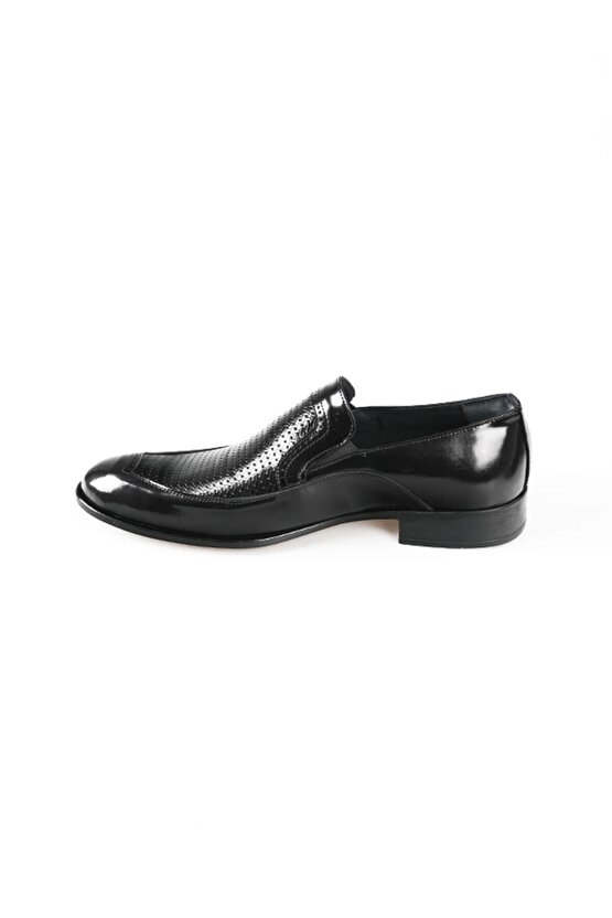 Hakiki Deri Siyah Erkek Klasik Ayakkabı Mt9090-black Shıny