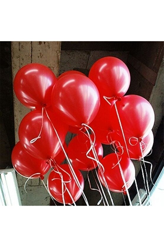 100 Adet Metalik Kırmızı Balon