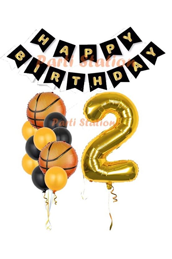 Basketbol Konsept 2 Yaş Balon Set Basketbol Tema Doğum Günü Balon Seti