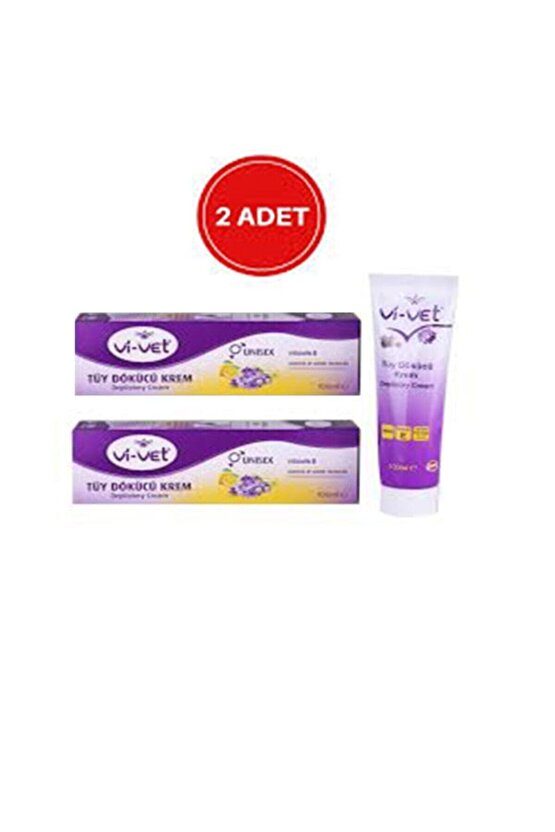 Vivet Tüy Dökücü Krem 100 ml Depilatory Cream Unısex E Vitaminli 2 Adet
