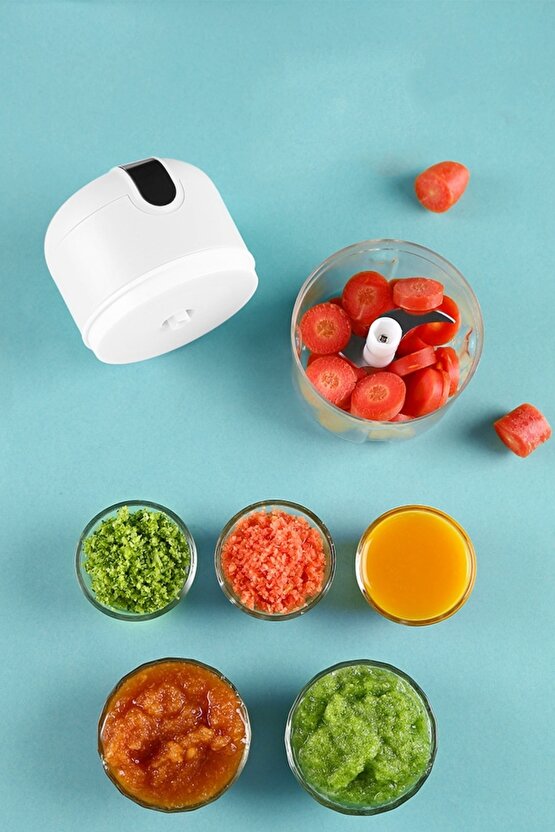 250 Ml Hazneli Mutfak Robotu Paslanmaz Bıçaklı Kompakt Şarj Edilebilir Mini El Rondosu Şarjlı Rende