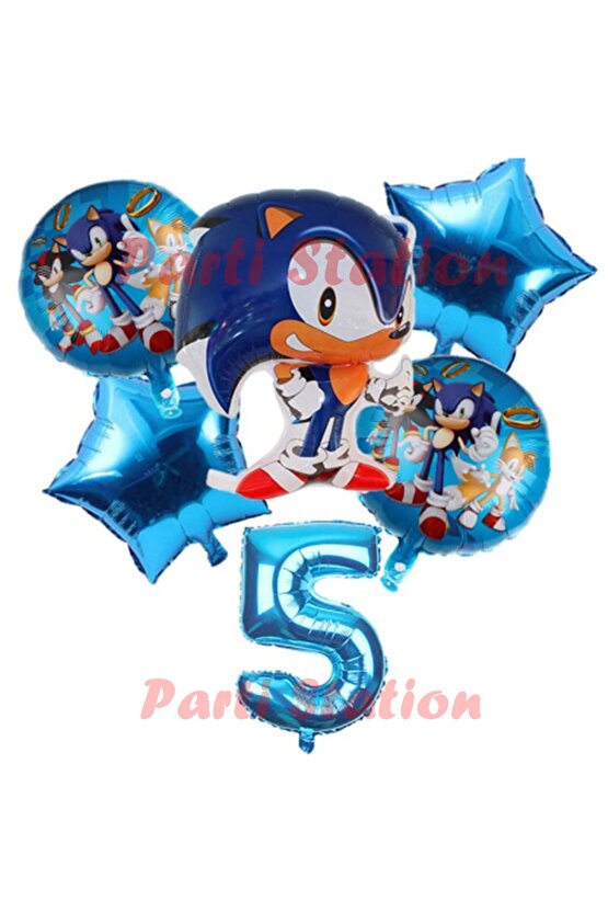 Tilki Sonic Konsept 5 Yaş Balon Set Sonic Doğum Günü Balon Set
