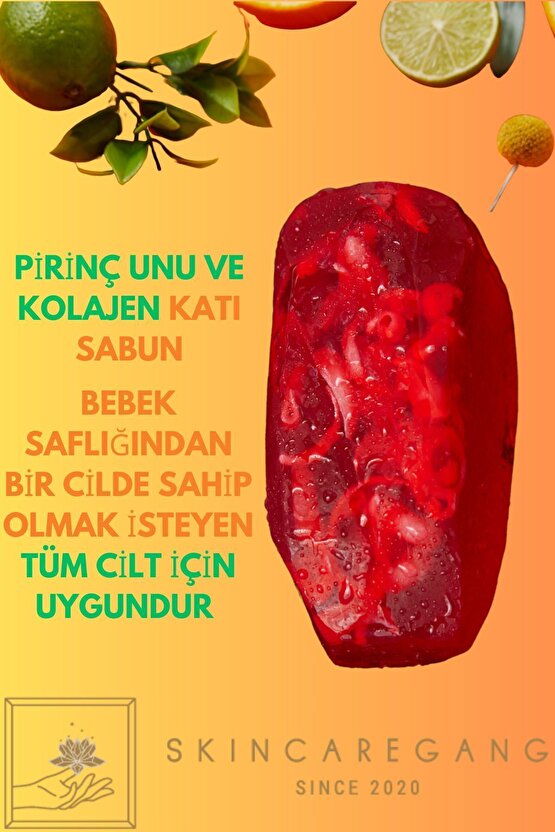 Pirinç Unu Ve Kolajen Nemlendirici Doğal Katı El Sabunu Vücut Yüz Yıkama Cilt Bakımı (ZEYCAN)