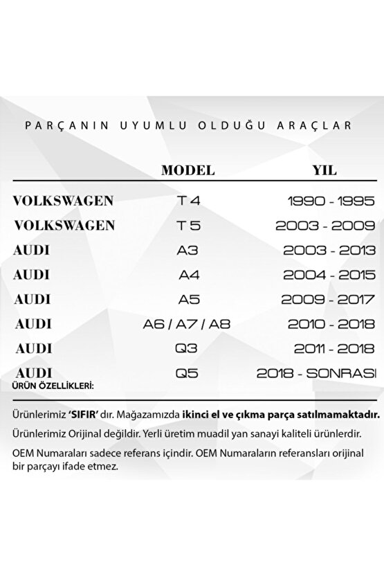 Vw Passat, Golf, Audi A3, A4, Q3, Q5 Için Su Borusu T Dağıtıcı