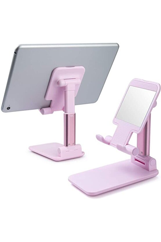 Katlanabilir Masaüstü Tablet Ve Telefon Tutucu Deskop Stand Rz-054 Pembe