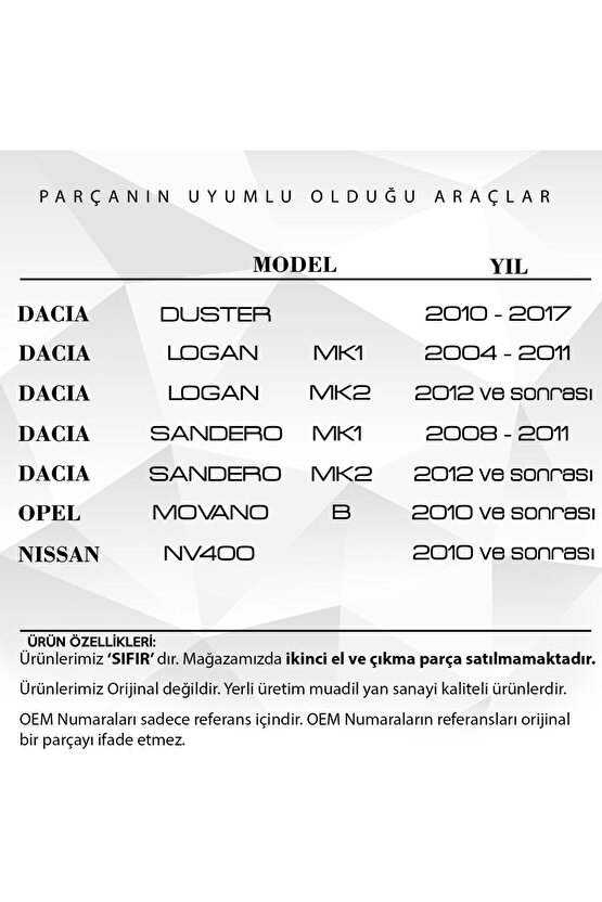 Dacia Logan, Duster Için Kalorifer Hava Alma Difüzörü Krom