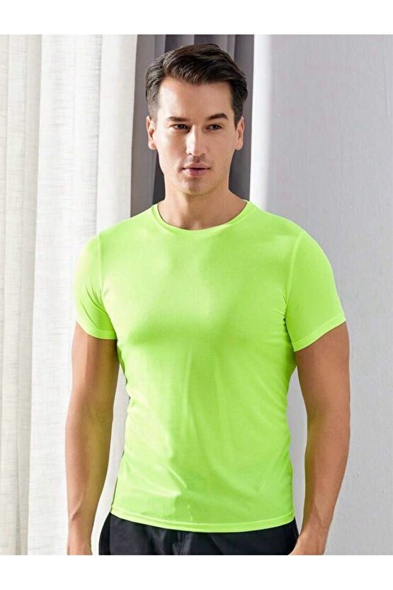 Unisex Neon Yeşil Bisiklet Yaka Oversize Tişört