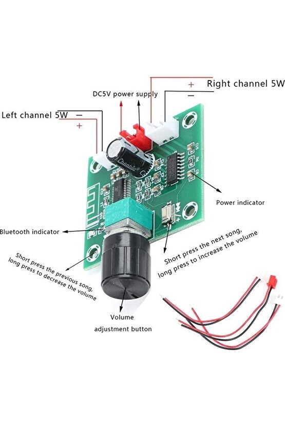 Xh-a158 Bluetooth 5.0 Kablosuz Hoparlör Amplifikatör Kartı Dıy 5w * 2 Pam8403