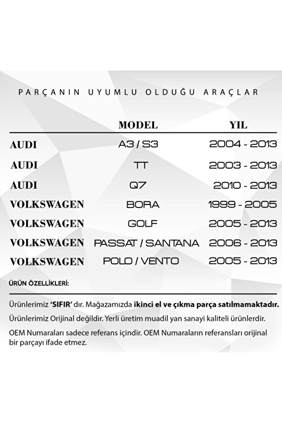 Volkswagen Golf, Passat, Audi A3, Q7 Için Su Borusu T Dağıtıcı