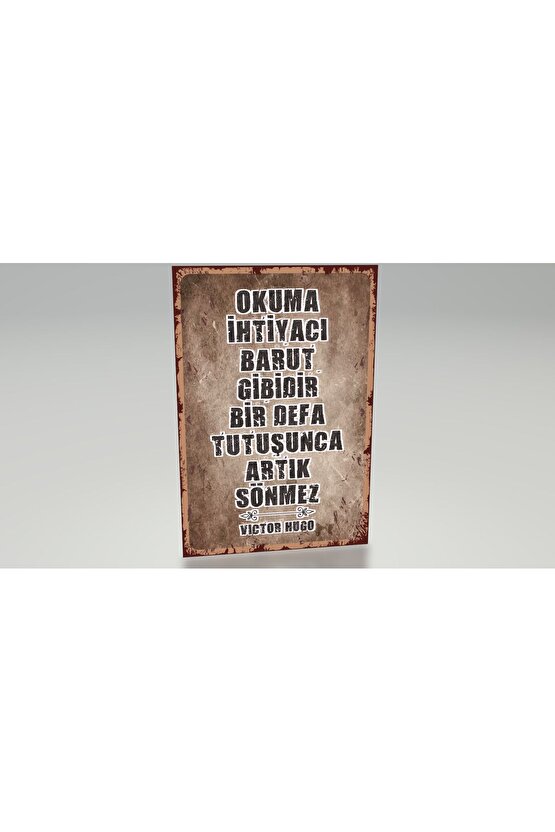 kitap okuma sözleri victor hugo motivasyon duvar yazıları retro ahşap poster