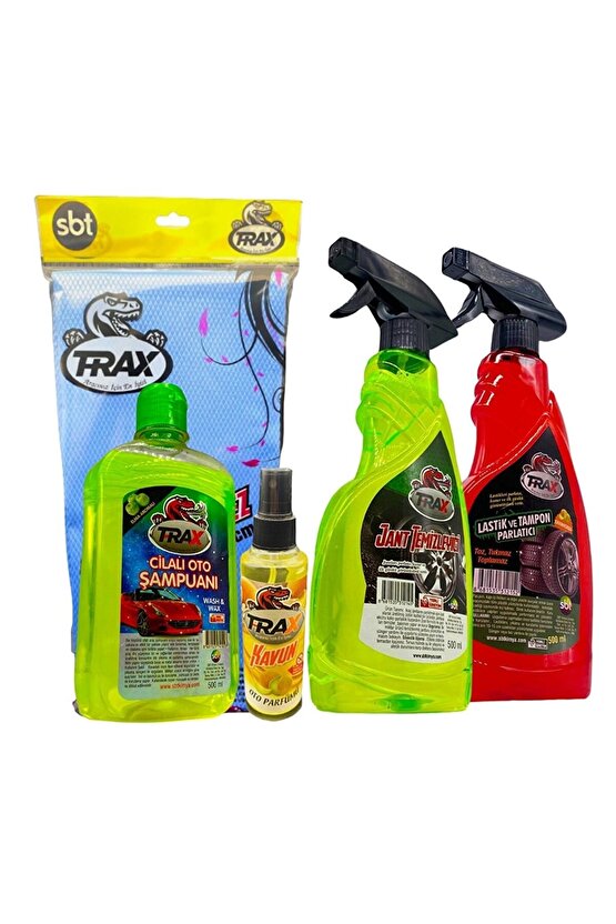Araç Yıkama Temizlik Kiti Lastik Tampon Parlatıcı Jant Temizleyici Cilalı Şampuan Bez Koku