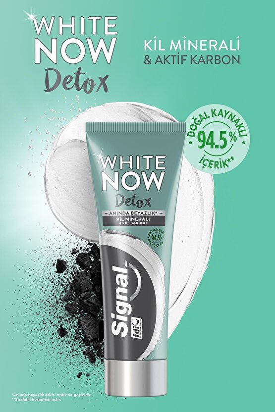 White Now Detox Kil Minerali & Aktif Karbon Diş Macunu 75 ml X2 