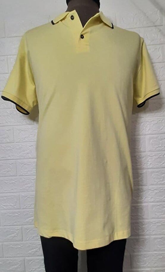 FTX Sarı Siyah Çizgili 2 Düğmeli T-Shirt
