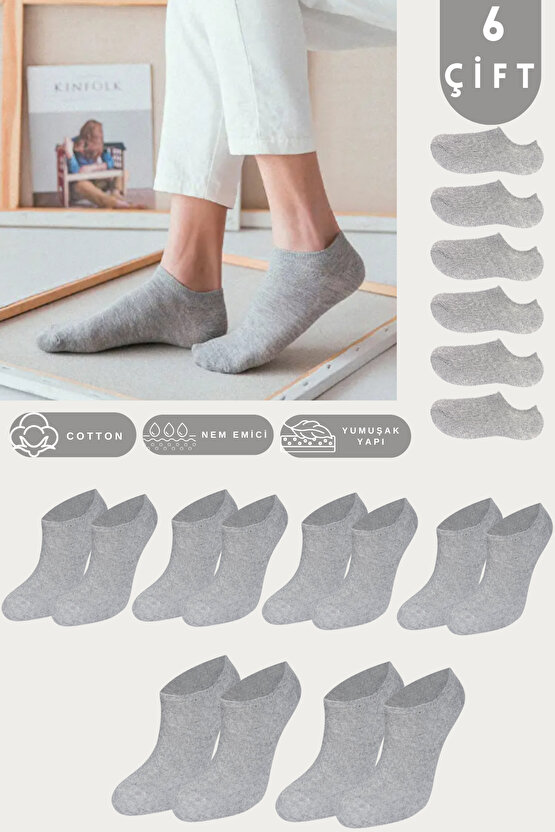 Kadın - Erkek Düz Desen (6 Çİ?FT) Pamuklu Beden Mevsimlik Terletmez Görünmez Çorap
