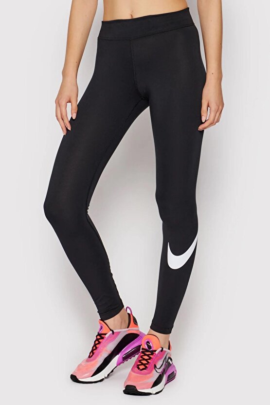 Sportswear Essential Cotton Leggings Swoosh Pamuklu Kadın Taytı Siyah