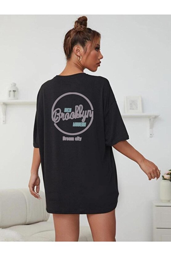 Oversize Unisex Siyah Modern Brooklyn Tshirt