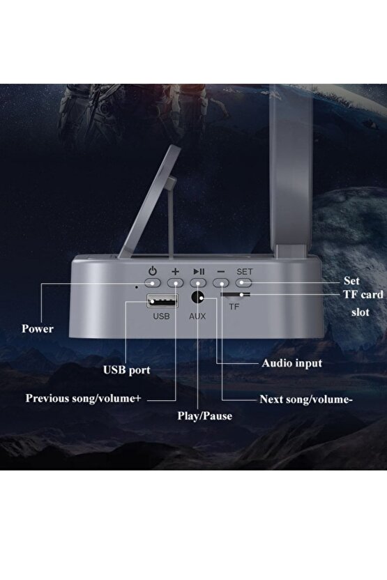 Bluetooth Hoparlör Sd Kart Usb Fm Radyo 5w Kablosuz Şarj Çalar Saat Gece Lambası Ambians Led Işık