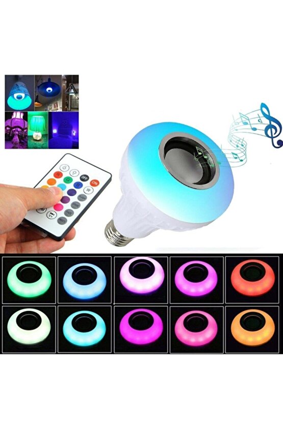 Bluetooth Hoparlör Uzaktan Kumandalı Led Ampul Enerji Tasarruflu 7w Beyaz 5w Rgb Işık 3w Speaker