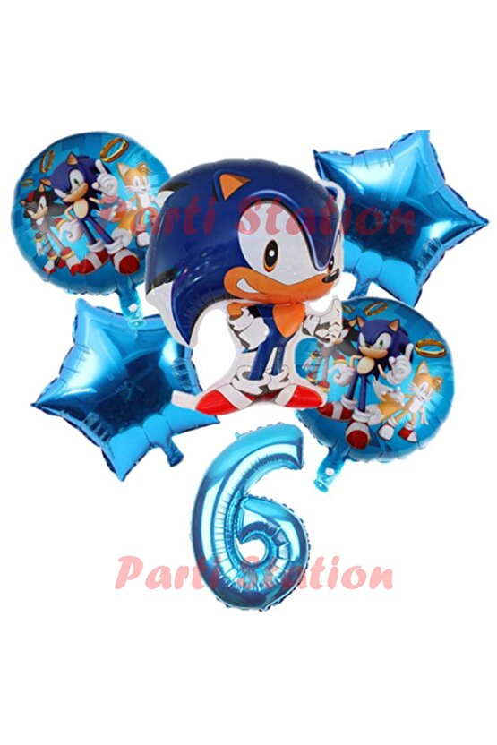 Tilki Sonic Konsept 6 Yaş Balon Set Sonic Doğum Günü Balon Set