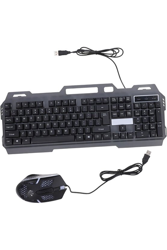 USB KABLOLU OYUNCU KLAVYE MOUSE SET LED IŞIKLI GAMİNG MOUSE KEYBOARD SET uyumlu