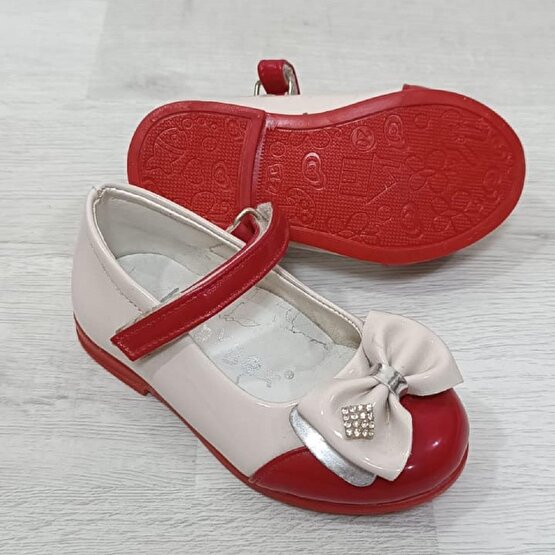 Fiyra 8009 Pembe-Beyaz Cırtlı El Yapımı Ortapedik Kız Bebe Babet Ayakkabı