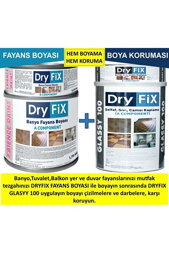Dryfıx Fayans Boyası Beyaz 2kg+sıvı Cam 2kg-hem Boyama Hem Koruma-fayanslarınızı Boyayın Ve Koruyun