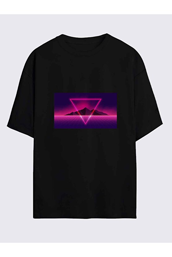 Vapor Wave Baskılı Pamuklu Oversize Beyaz Tshirt