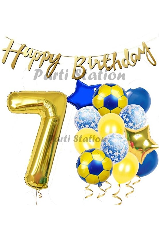 Balon Set Sarı Lacivert 7 Yaş Balon Set Futbol Balon Set Doğum Günü Balon Set