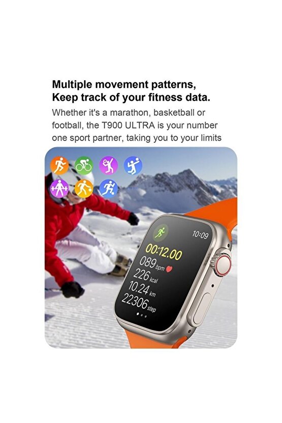 T900 Ultra 49mm Ios Android Uyumlu Akıllı Saat Bt Arama Cevaplama Özellikli 2,09inç Tam Ekran
