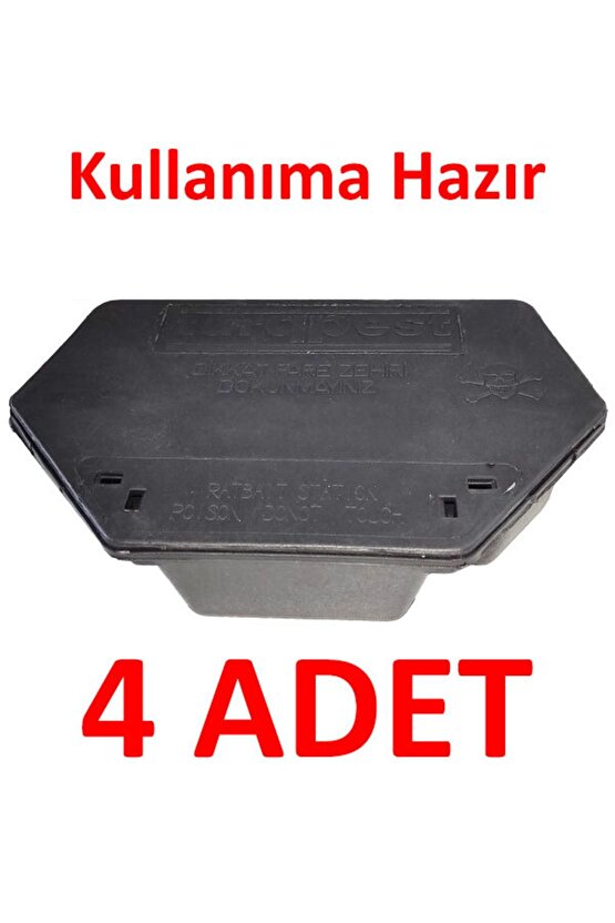 4 Adet Kullanıma Hazır Zehiri Içinde Fare Istasyonu Fare Kutusu Fare Kapanı