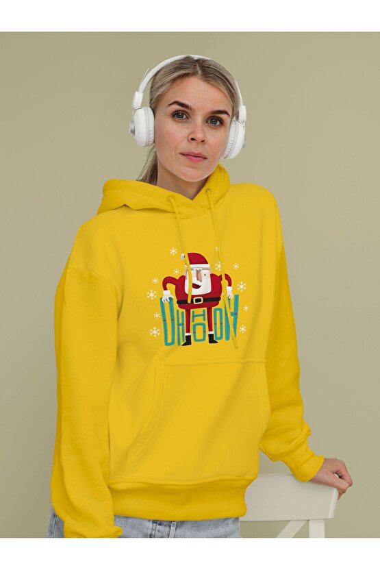 Noel Baba Yılbaşı Christmas Temalı 3 Iplik Kalın Sweatshirt Hoodie