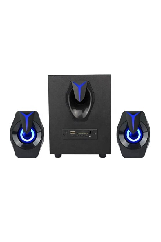 MULTİMEDYA BLUETOOTH HOPARLÖR SD KART USB 2.1 KANAL SUBWOOFER 2+1 IŞIKLI PC SPEAKER