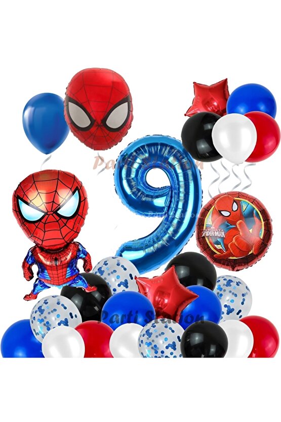 Spiderman Örümcek Adam Konsept 9 Yaş Doğum Günü Balon Set Spiderman Parti Balonları Spiderman Tema