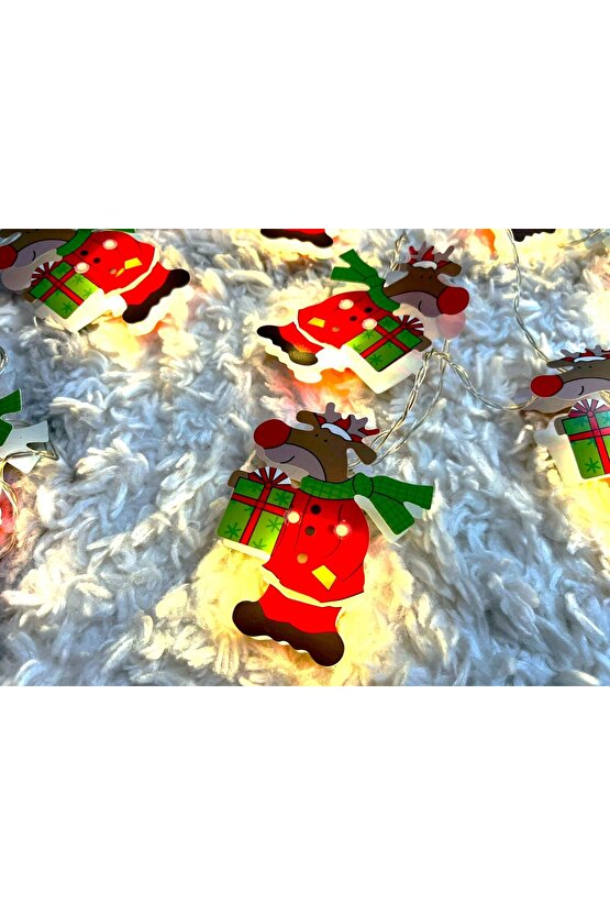 Pilli Noel Kıyafetli Geyikli Çok Amaçlı Led Dekoratif Aydınlatma Şeridi