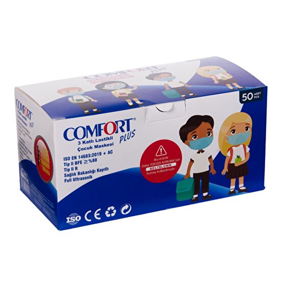 Comfort Plus 3 Katlı Cerrahi Full Ultrasonic Maske Çocuk Meltblown lu