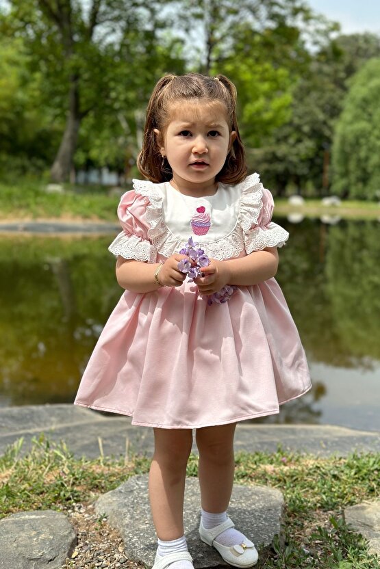 Yazlık Elbise Kısa Kollu Tüllü Tütü Astarlı Kız Çocuk Elbise Bebek Giyim Kız Bebek Elbise Elbysaten
