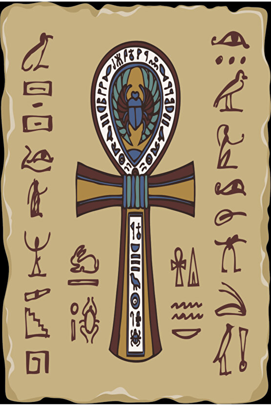 antik mısır mitolojik ikonlar retro ahşap poster