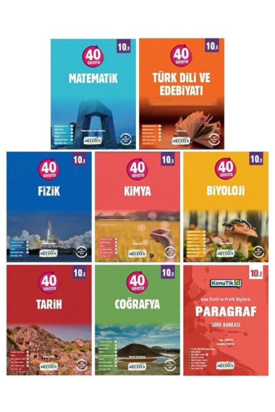 10. Sınıf 40 Seans Tüm Dersler Konu Özetli Soru Bankası 8 Kitap Set Okyanus 2024