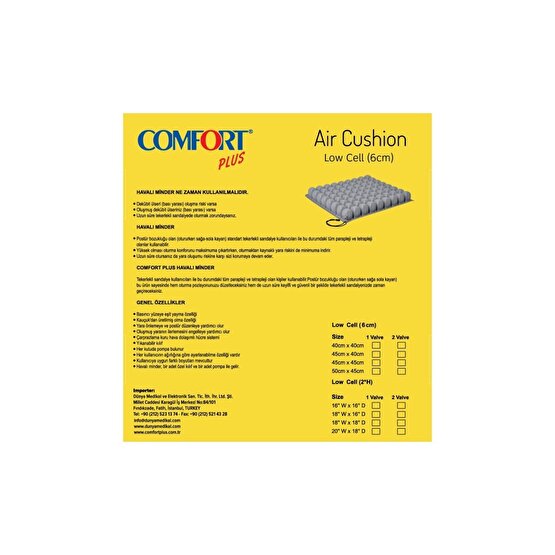 Comfort Plus DM-840 Havalı Oturma Minderi 40x40x8